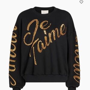 Cinq à Sept Black Sweater with Gold Accents